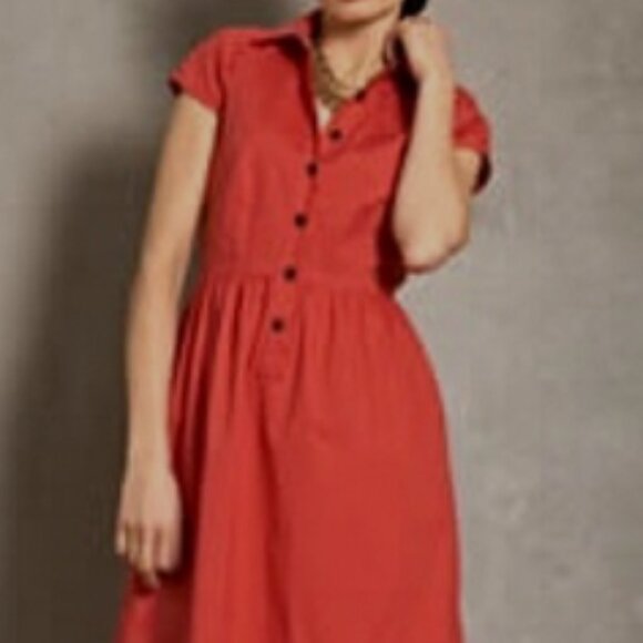 Martin + Osa Dresses & Skirts - Martin + Osa tomato-red cotton cap-sleeve shirt dress sz 0